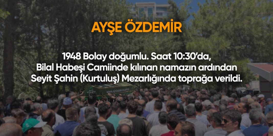 Konya'da bugün vefat edenler | 24 Ağustos 2024 13